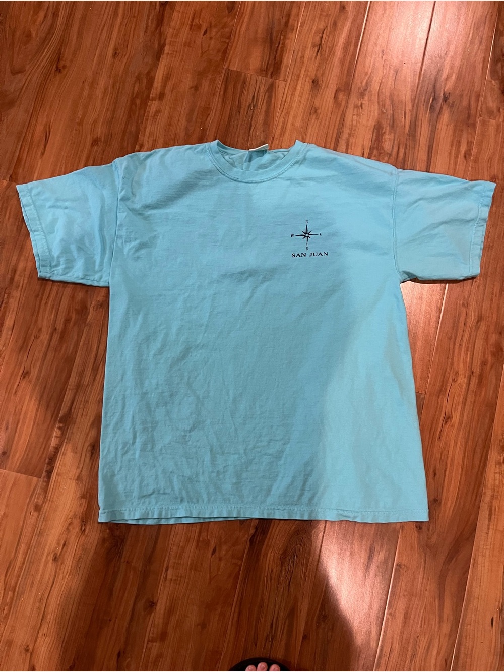 Comfort Colors Light Aqua Crewneck Tee with Compass Graphic Travel Shirt